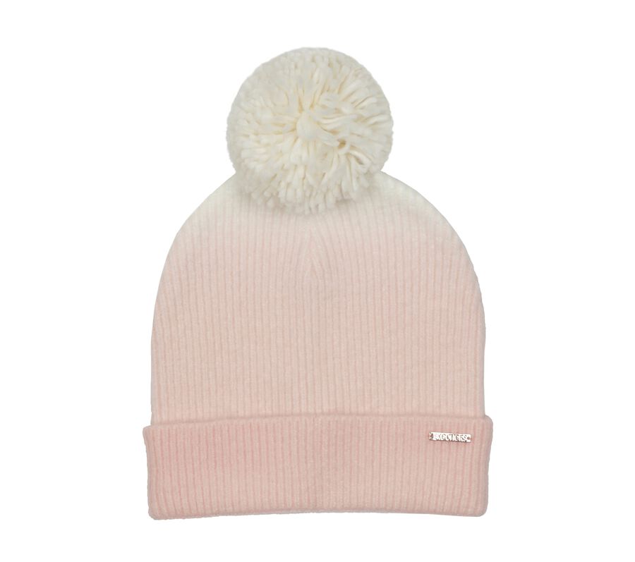 Cold Weather Dip Dye Knit Pom Pom Beanie, ROSA, largeimage number 0