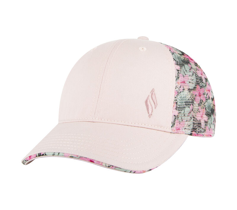 Flower Print Diamond Logo Trucker Hat, ROSA / MULTICOR, largeimage number 0